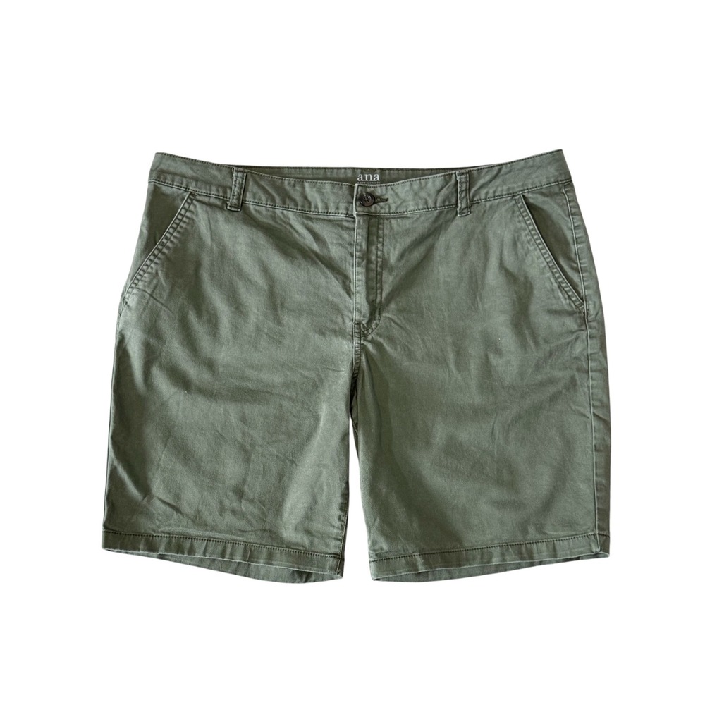 ANA A New Approach Olive Green Bermuda Shorts Womens 16 Stretch Cotton‎ Chino